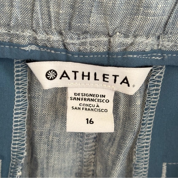 Athleta NWT Cabo Linen 4” Pull On Loungewear Shorts Chambray Blue Womens 16 - Picture 10 of 12